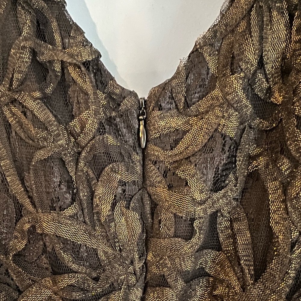 David Meister Vintage Gown w/Soutache Design over Black Lace & Netting SZ 14 - Picture 5 of 11